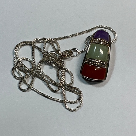 Ross Simmons Sterling Silver Multi Gem Pendant Necklace. 19 inches long - Picture 3 of 7